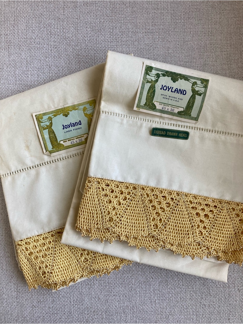 Joyland Pillowcases with Gold Crochet Trim - Set of 2